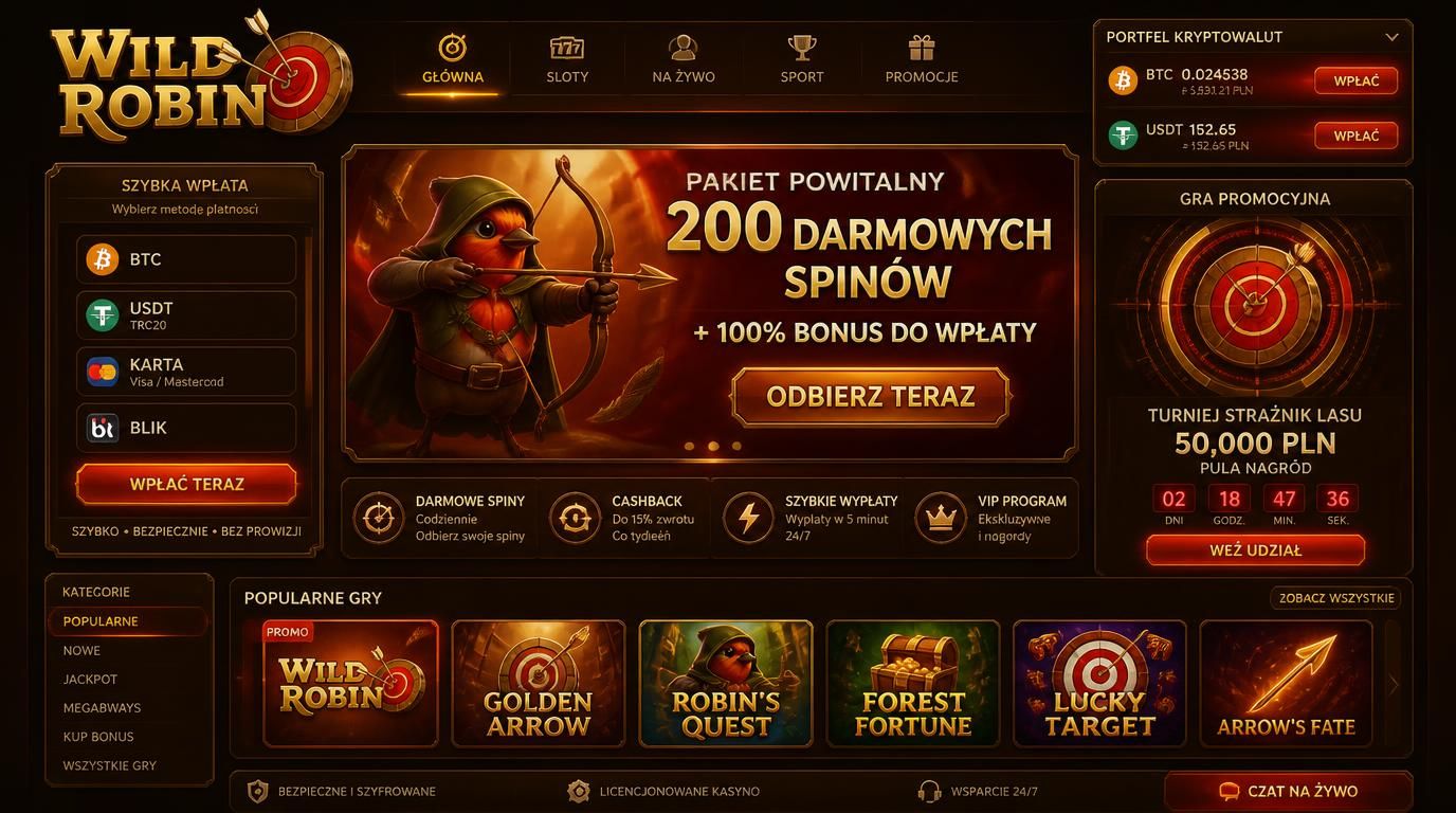 Widok portfela crypto, slot promocyjny z darmowymi spinami, szybka wpłata po kryptowalutach